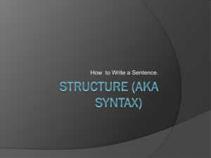 Structure (aka Syntax) - Spokane Public Schools