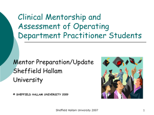 Clinical Mentorship and Assessment of Operating Department