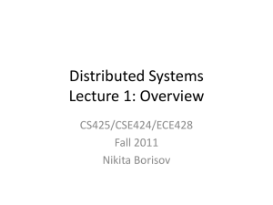 Distributed Systems Lecture 1: Overview