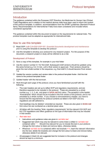 Protocol template - Intranet