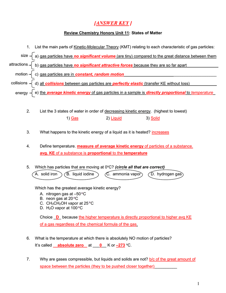 kinetic molecular theory homework answers