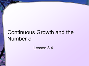 Continuous Growth and the Number e