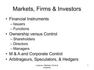 Markets, Firms, Investors