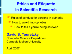 Ethics and Etiquette in Scientific Research