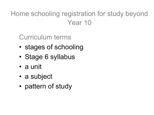 Home schooling - registration for study beyond Year 10