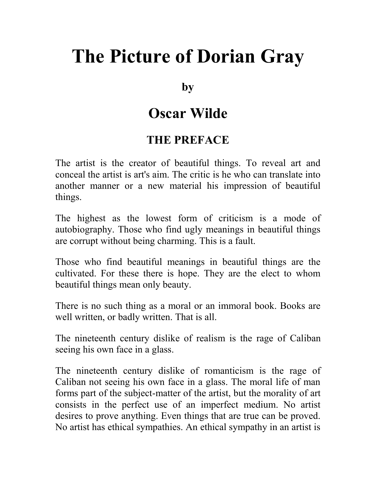 Реферат: A Picture Of Dorian Gray Essay Research