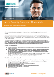 Intern Quantity Surveyor - Thameslink Siemens Rail Automation