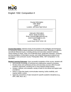 English 1302: Composition II - S. Humphrey AP English