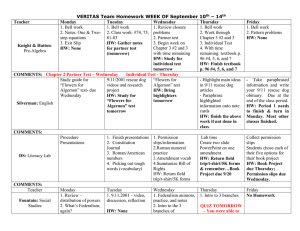 VERITAS Team Homework WEEK OF September 10th – 14th