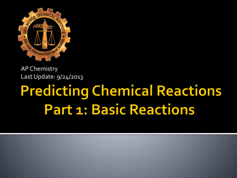 Predicting Chemical Reactions