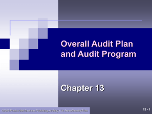 Chapter 13 – Overall Audiit Plan and Audit Program