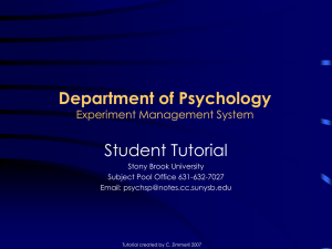 Sona Systems Experiment Participation - Psychology