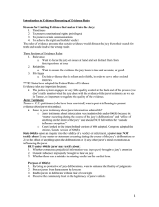 Introduction to Evidence/Reasoning of Evidence Rules Reasons for