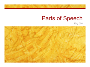 Parts of Speech - Zoccola Eng 050 Section 53 Spring 2012
