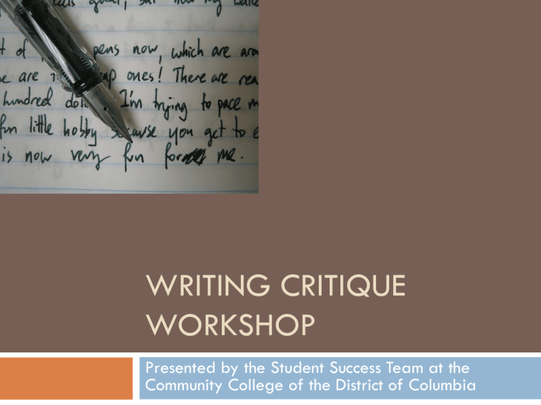 creative writing workshop critique