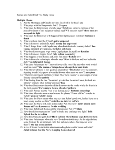 Romeo and Juliet Final Test Study Guide