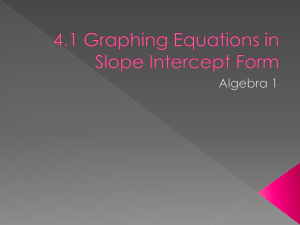 4.1 Graphing Equations in Slope Intercept Form