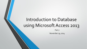Introduction to Database using Microsoft Access 2013 Part 7