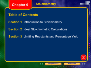 Chapter 9 - Stoichiometry