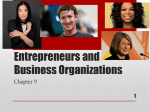 Entrepreneurs and Business Organizations