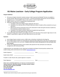 KU Maine Lewiston - Early College Program Application