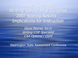 4.9 Lessons Learned from the Writing Collection of Evidence (COE)