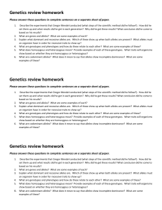 Genetics review homework