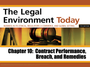 Chapter 10: Contract Performance, Breach, and