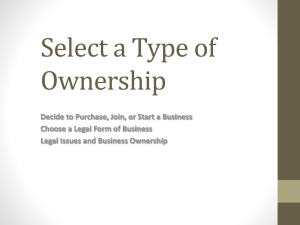 Chapter 7 - Selecting a Type of Business Ownership Power Point
