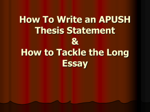 How To Write an A.P. U.S. History Thesis Statement