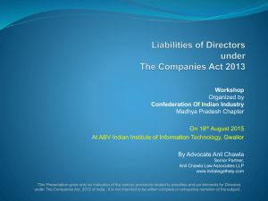 Presentation on Liabilities of Directors under Companies