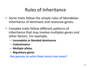 Genetics CoDominance, Incomplete Dominance and - gwhs-pib-bio
