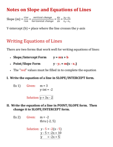 I. Write the equation of a line in SLOPE/INTERCEPT form.