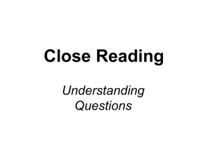 Close Reading understanding