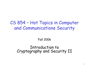 Cryptography and Security II