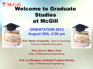 Welcome to Graduate Studies at McGill