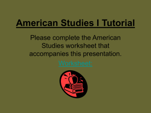 American Studies I Tutorial