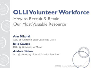 OLLI Volunteer Workforce: How to Recruit & Retain Our Most