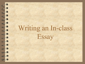 Writing an In-class Essay - Reitz Memorial High School