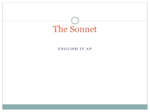 Notes on the Sonnet