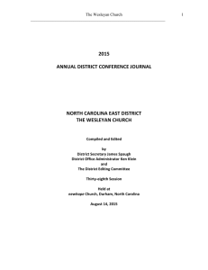 District Journal - North Carolina East District of the Wesleyan Church