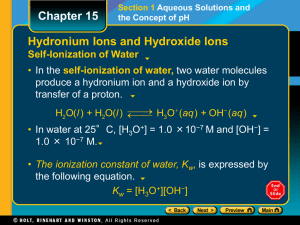 Chapter 15 Section 1 Aqueous Solutions and the