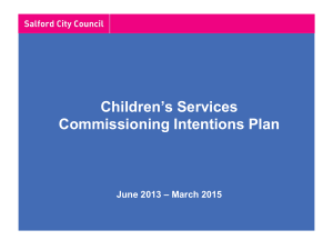 Commissioning Intentions Plan Presentation