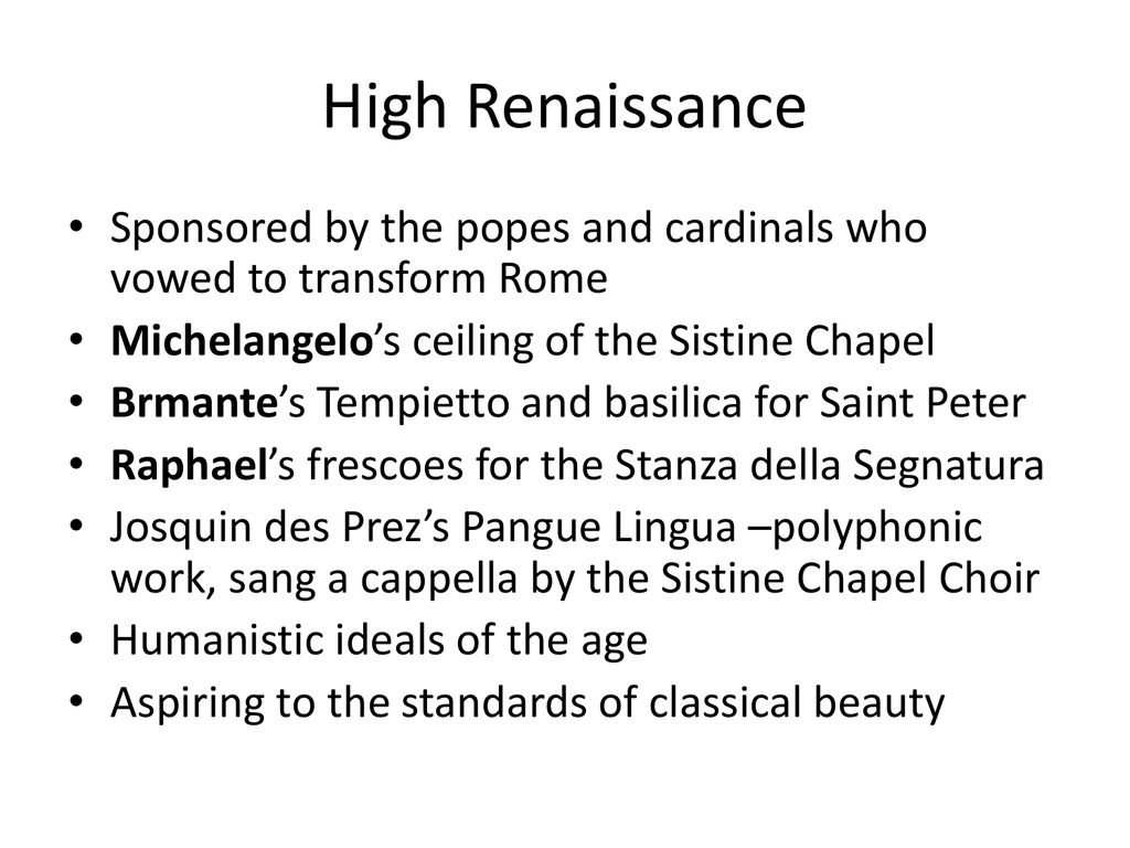 Ch 7 High Renaissance