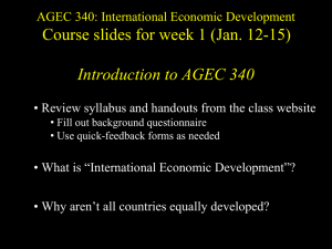 Week 1 - Agricultural Economics