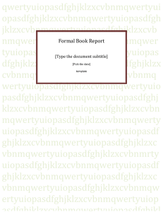 Formal Book Report Sample