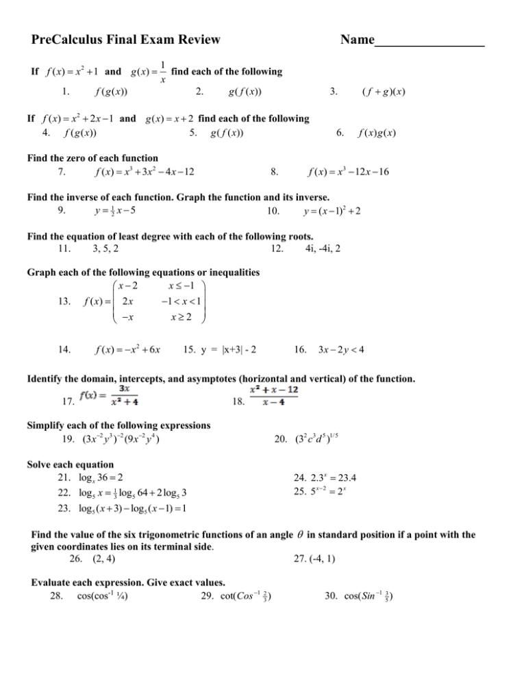 multivariable calculus final exam review