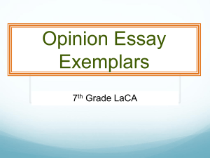 IMS, Opinion Essay-Exemplars Grading Activity