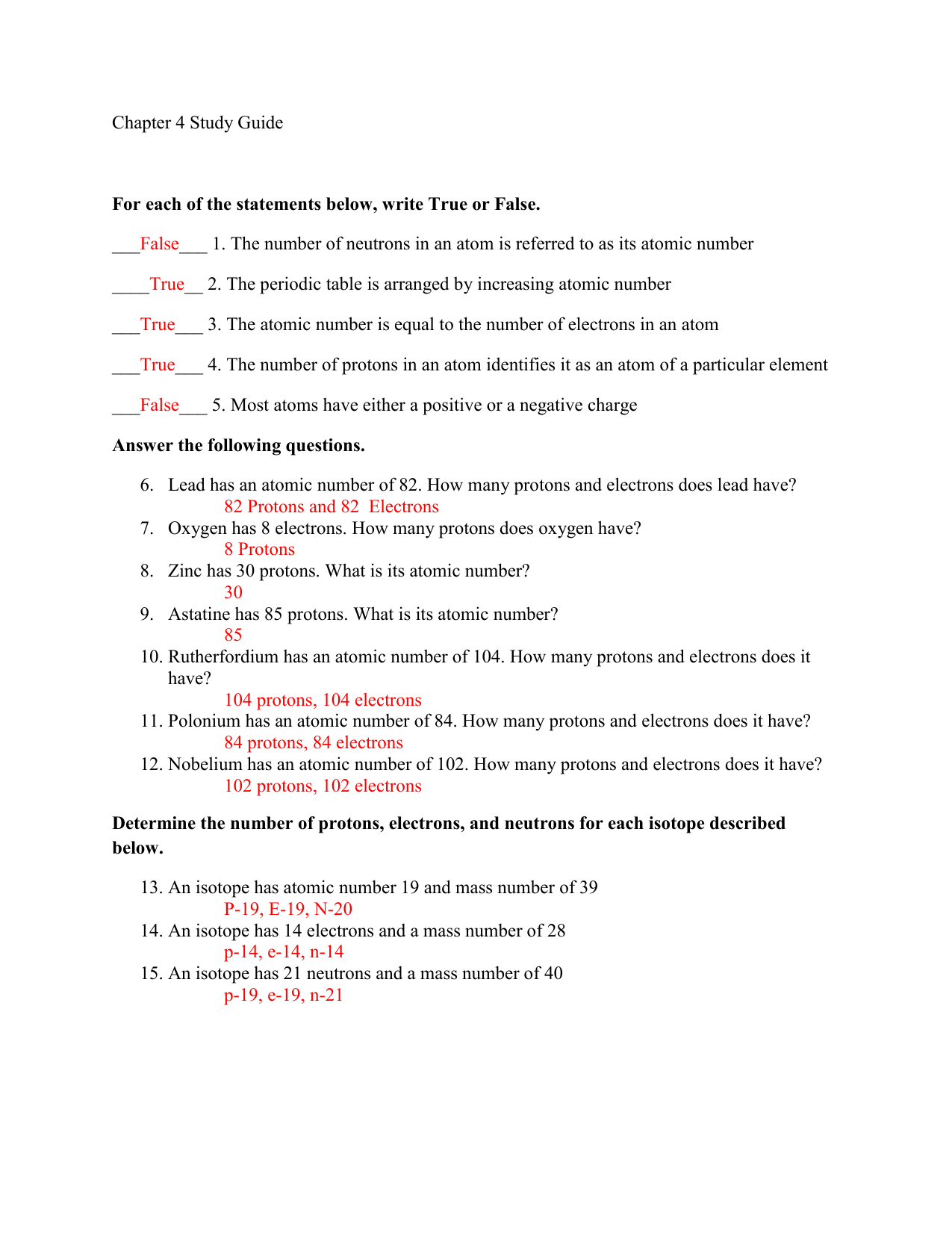 Review with answers Pertaining To Isotope Practice Worksheet Answer Key