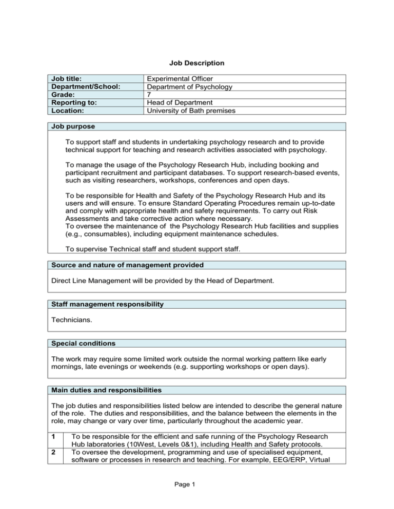 Job Description And Person Specification 4669